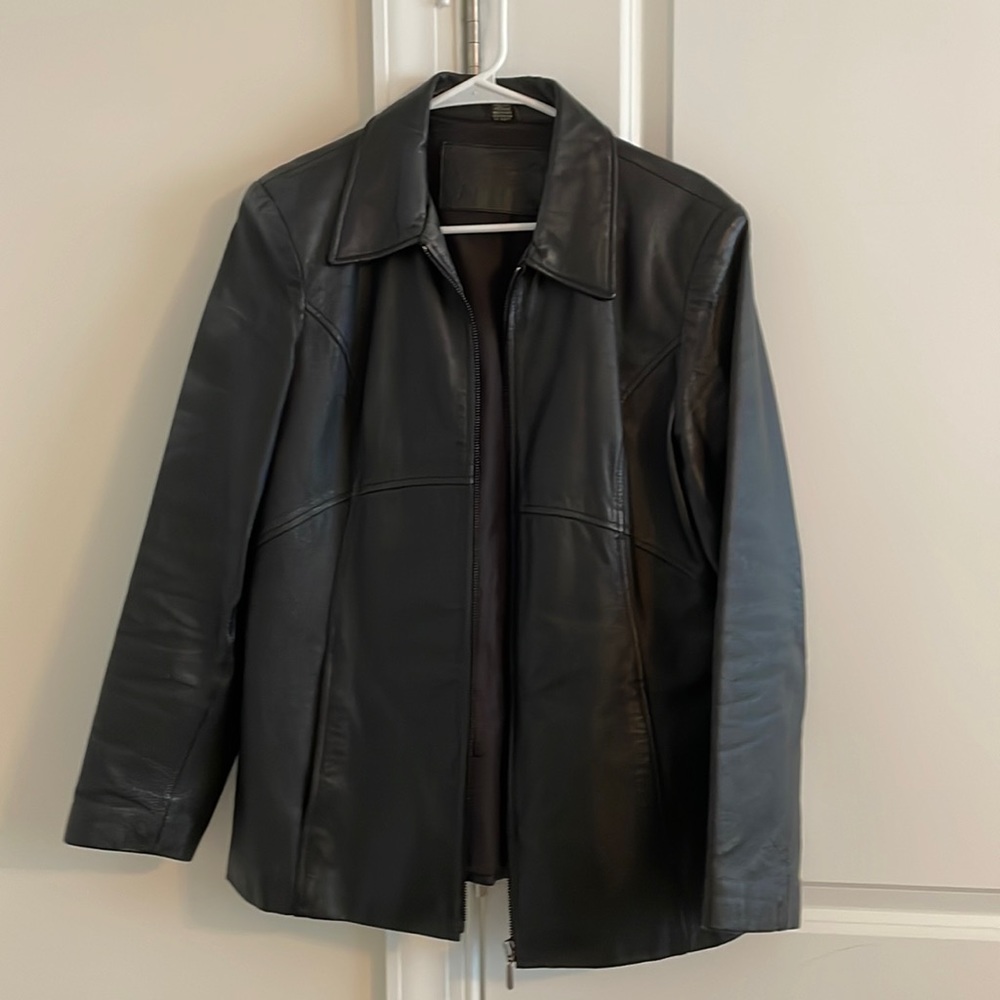 Jacqueline Ferrar Leather Zip Up Jacket Black
